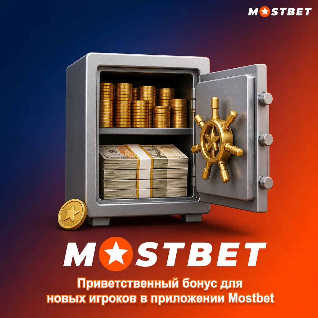 Приветственный бонус для новых игроков в приложении Mostbet на спорт и казино при первом депозите